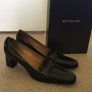 Ann Taylor "Heather" Black Genuine Leather Heels