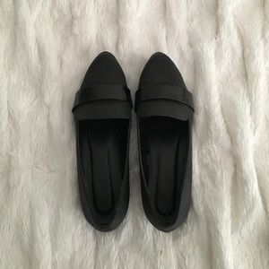 Faux Leather Black Loafers