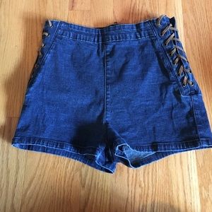 High Waisted Blue Denim Shorts