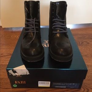 Fabi Black & Blue Leather Boots, NIB, Size 5