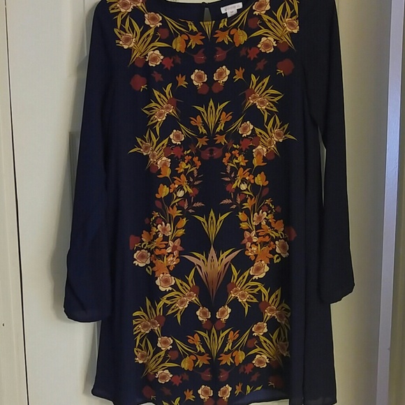 Target Dresses & Skirts - Navy sheath dress with red/yellow print flowers