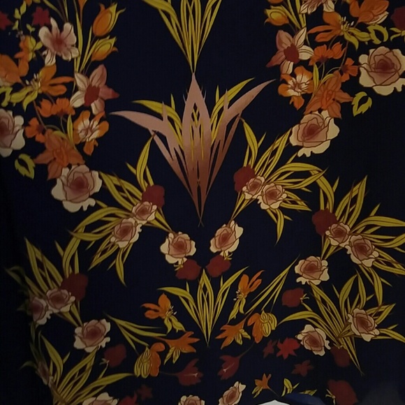Navy sheath dress with red/yellow print flowers - Picture 4 of 4