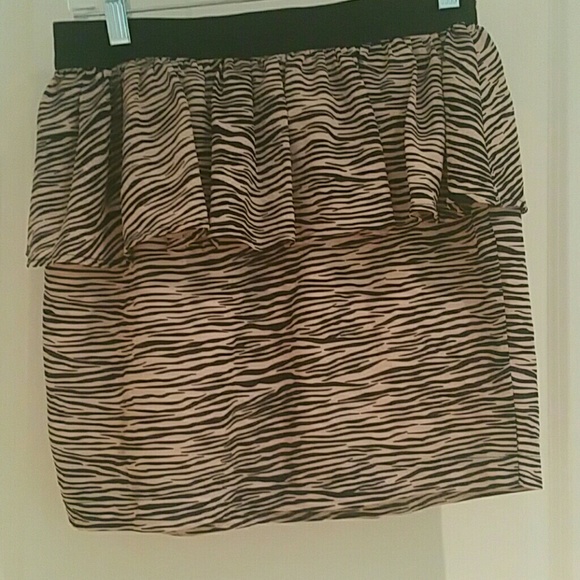 Pink and black zebra striped mini skirt
