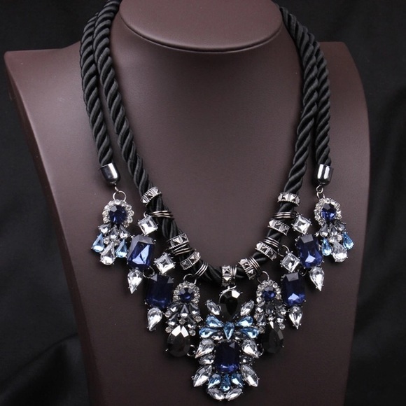 • SALE • Blue Statement Necklace • - Picture 2 of 2