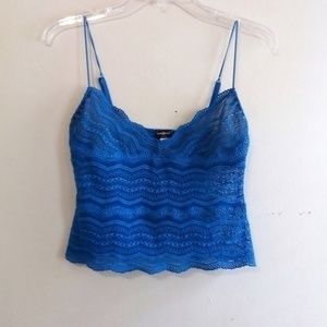 Blue Lace Low-cut Cropped Cami