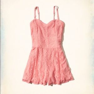Hollister Lace Romper Coral M