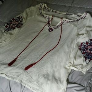 Embroidered peasant top
