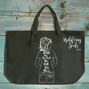 JESUS has her back, large zip top tote