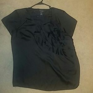 Lane Bryant Black Silk Blouse w/ Ruffle Details
