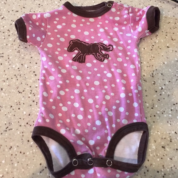 Lazy one pink 6 month onesie horse