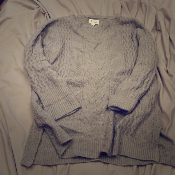 Comfy gray cable knit sweater