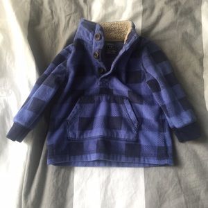 Carter's blue plaid fleece pullover sweater 12 mth