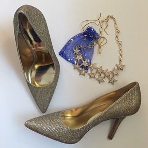 Nine West Women's Gold Sequin Dress Pump