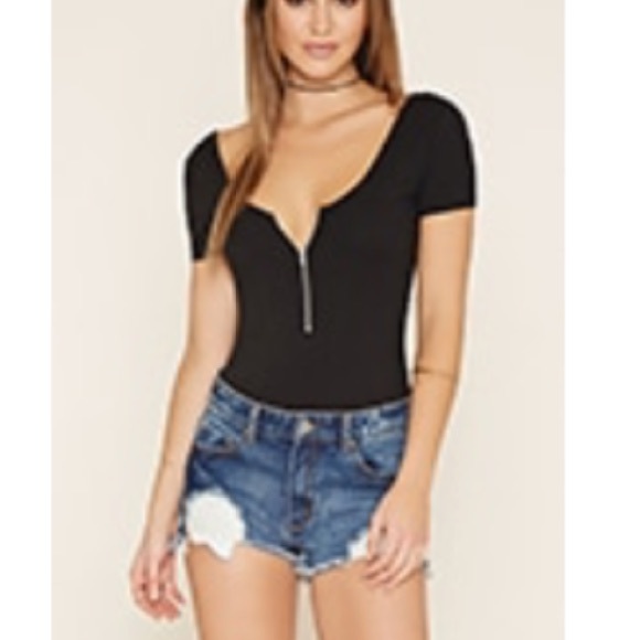 Black Zipped Bodysuit