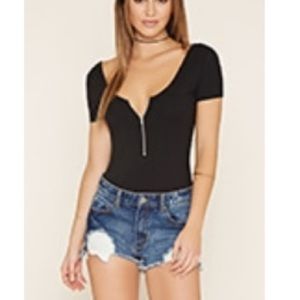 Black Zipped Bodysuit