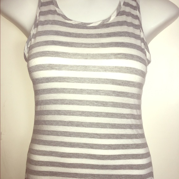 Grey and soft white racer back tank hi-lo dress