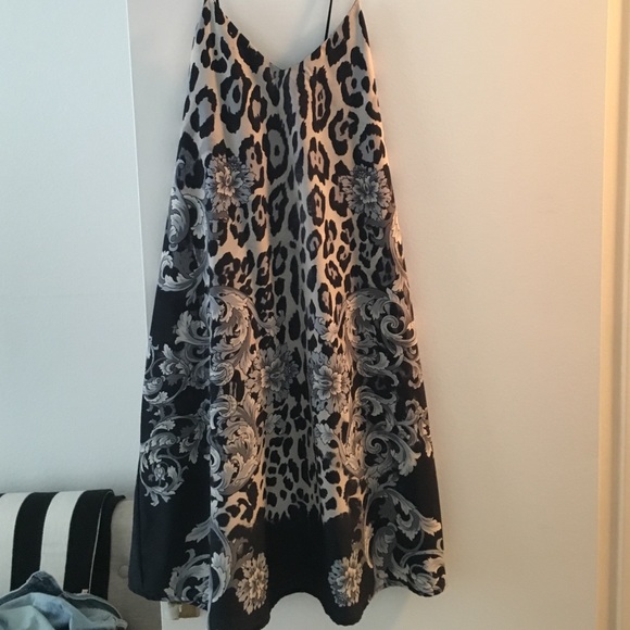 Paisley and animal print silk cross back dress