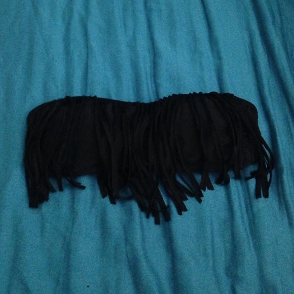 Black fringe bikini top