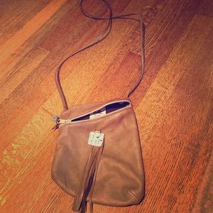 Brown real leather Erda cross body satchel bag