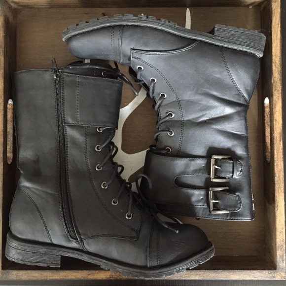 Black Studded Combat Boots