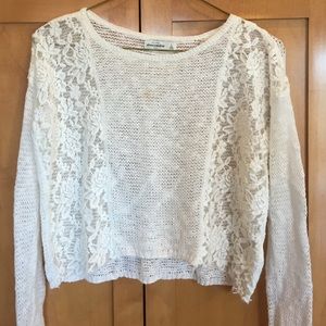 Abercrombie kids white sweater with lace