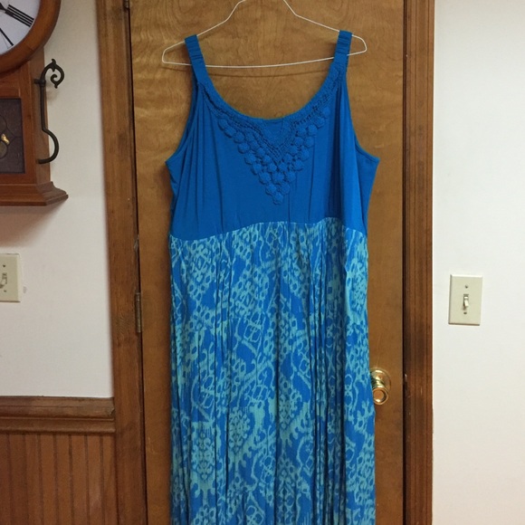 Avenue rayon/cotton crocheted bodice maxi dress