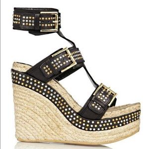 Alexander McQueen Studded Leather Wedge Sandals