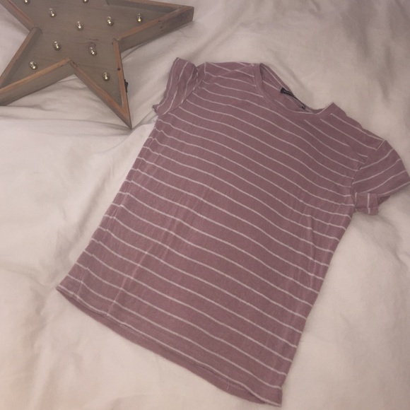Brandy Melville Pink & White Striped Tee