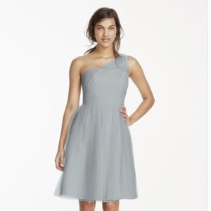 Gray one shoulder cocktail/bridesmaid dress