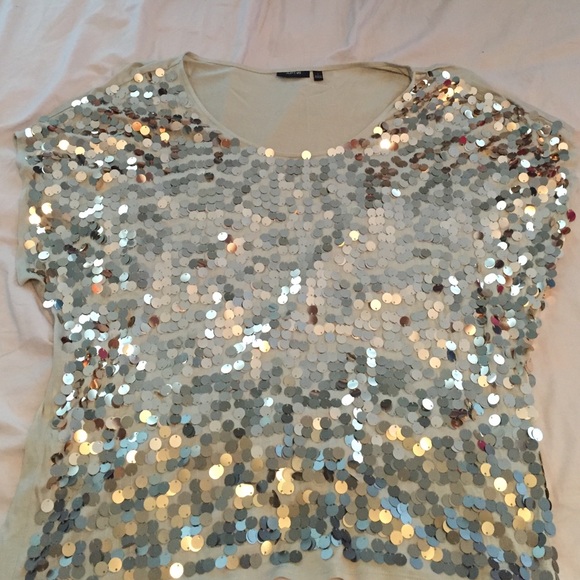 Gold Sequined Short Sleeve Shirt