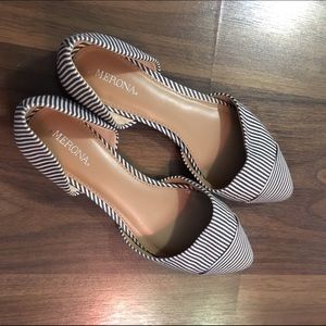 conductor stripe canvas d'orsay flats