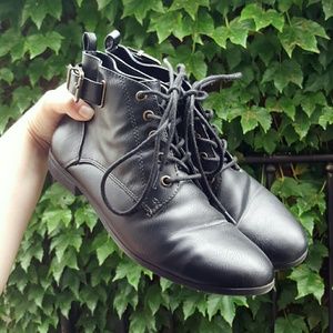 Lace-up Vegan Leather Booties