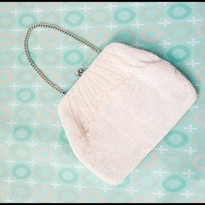 White Beaded Vintage Evening Bag Art Deco 20s 60s