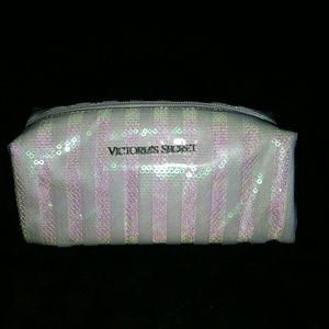 VS sequin striped makeup bag