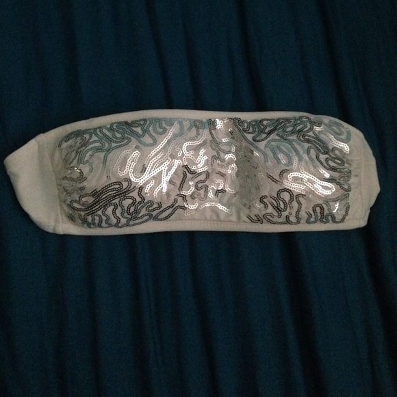 Rarely worn padded white sequence bandeau top