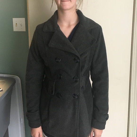 Heather grey fleece pea coat