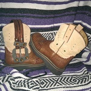 Ariat Fat Baby 6 1/2b pink & cognac boots w/ belt.