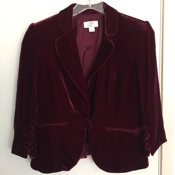 Ann Taylor Loft maroon velvet blazer
