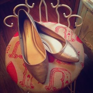 Gold pointed toe flats size 10