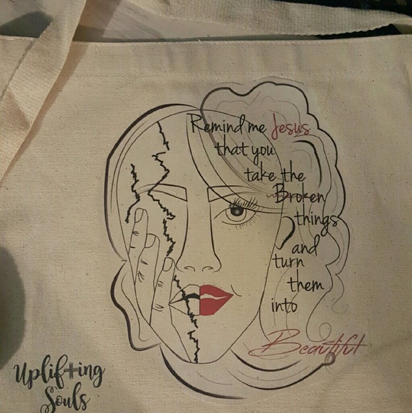 BROKEN TO BEAUTIFUL crossbody canvas tote - Picture 2 of 2