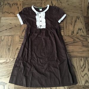 Brown with lace accent empire waist dress - S