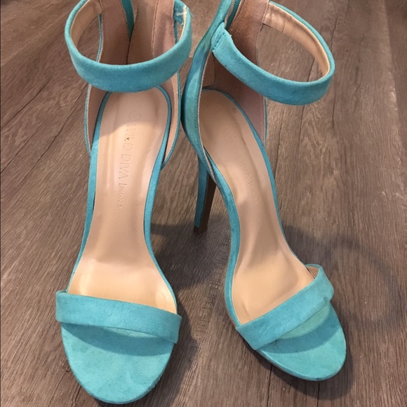 Blue suede heels