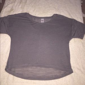 Grey stripes see through crop top