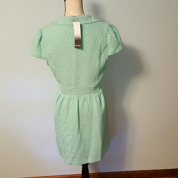 Kensie Mint Green Textured Dot Retro / Mod Dress - Picture 2 of 13