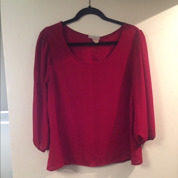 Red Loose Gold Button Blouse