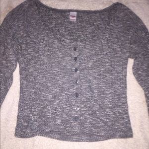 Grey button up crop top