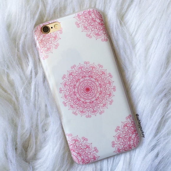 B-Long Boutique  Accessories - SOLD pink and white mandala iPhone phone case