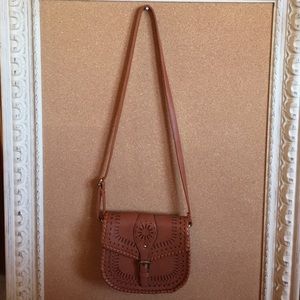 Francesca's Brown Perforated Cross Body Bag