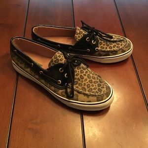 Black and leopard Sperry Topsiders