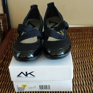 Anne  Klein  sport  black  wedge  Mary Jane  shoe